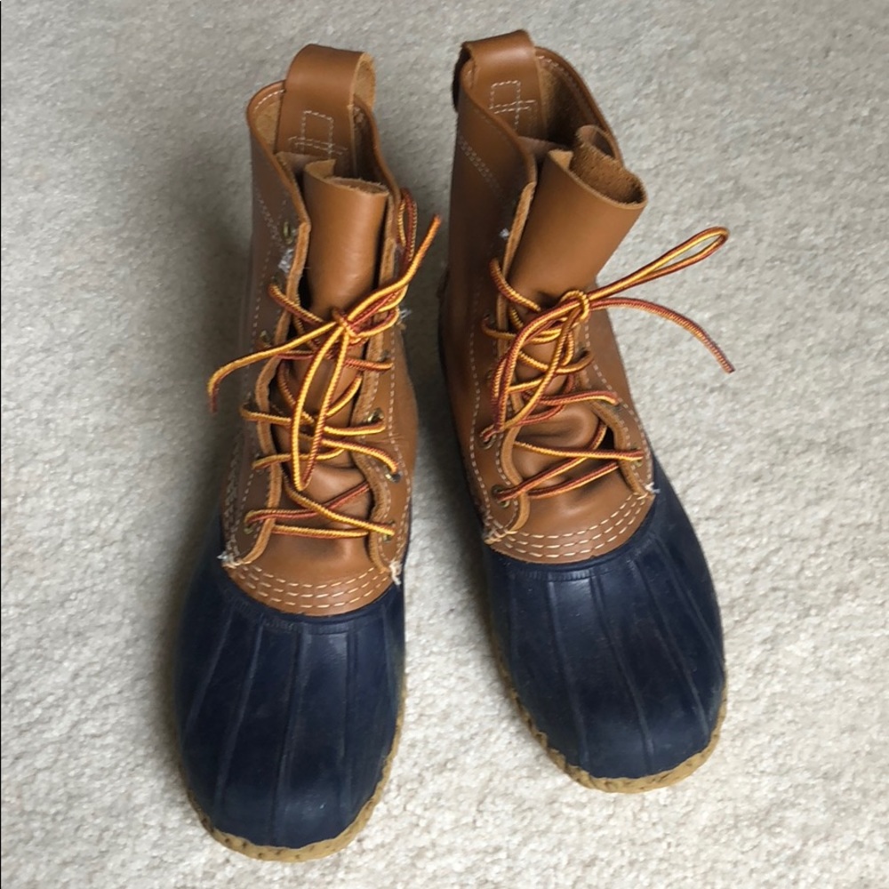 Brown and navy Bean Boots